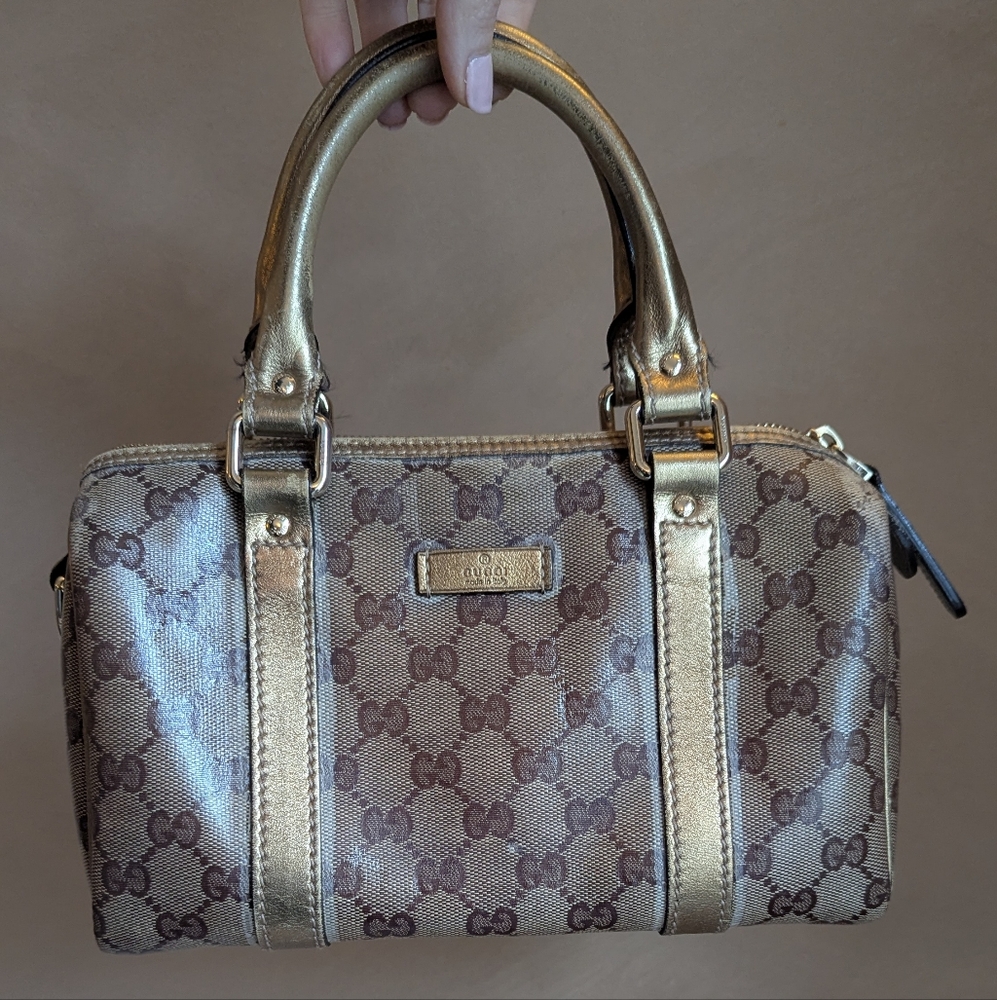 Gucci Coated Canvas Gold Mini Speedy Monogram